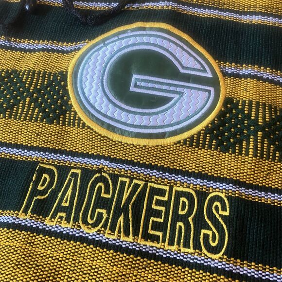 Green Bay Packers Mexican Blanket Backpack Green Gold Embroidered Football Love - Picture 3 of 10